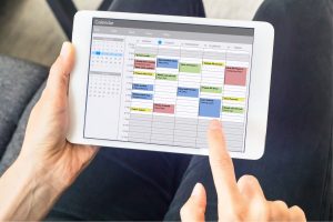 This is an image of an electrical tablet with someone's calendar on